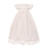 Rain Kids Baby Girls Ivory Lace Satin Tulle Overlay Bonnet Baptism Dress 0-12M - SophiasStyle.com